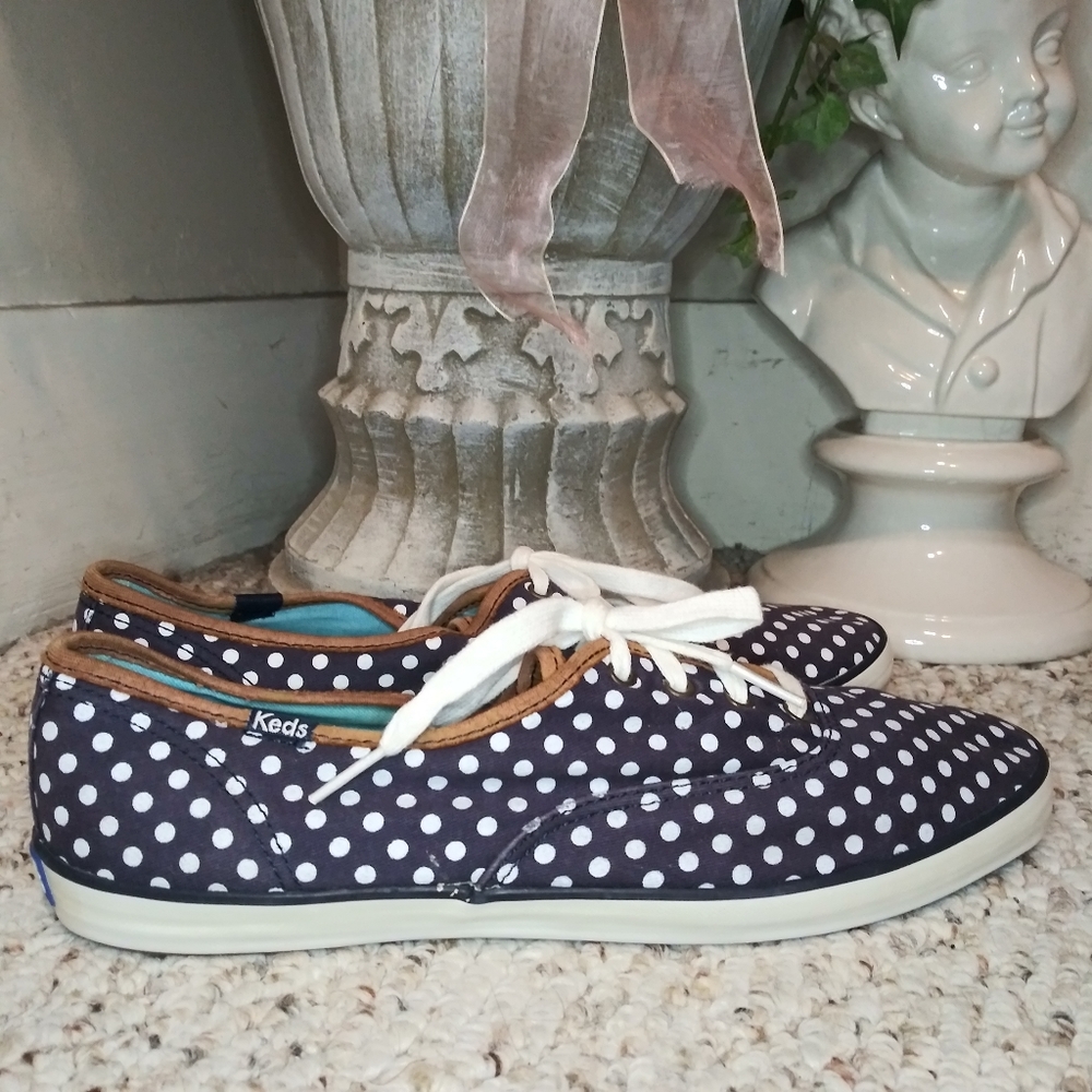 Keds Navy & White Polka Dot Champion Sneakers